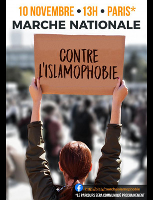 Marche du 10 novembre à Paris: nous dirons STOP à l’islamophobie !